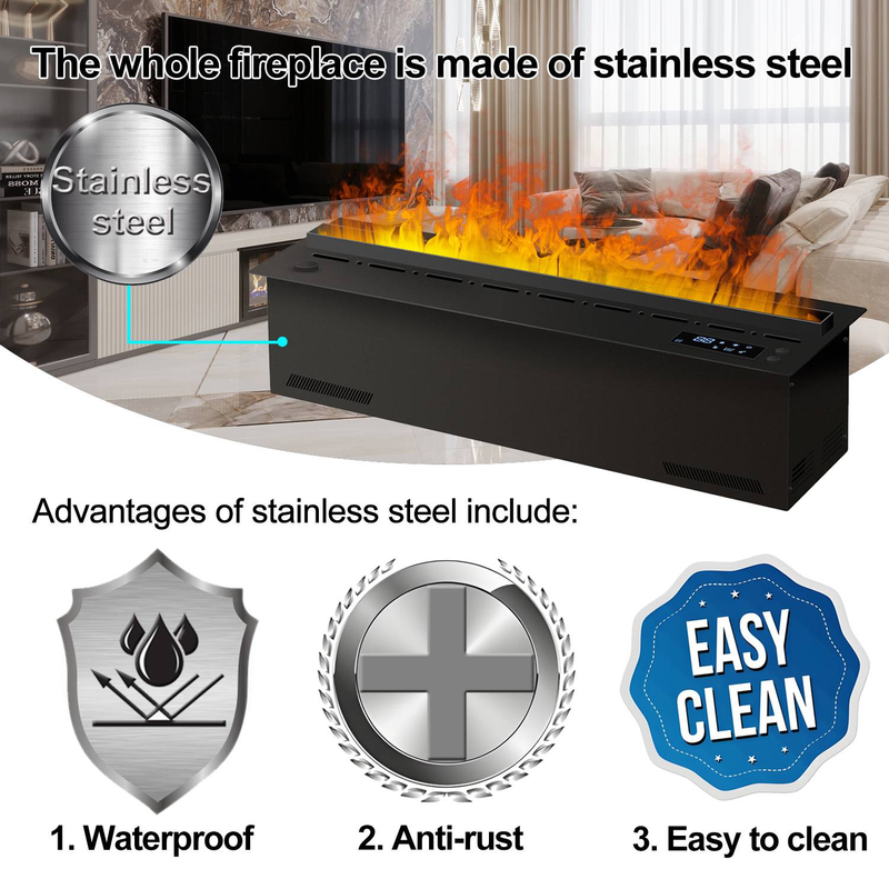 Indoor Modern Embedded Silent Water Mist Electric Water Fireplace Living Room Humidifier Simulated Flame3D Atomization Fireplace_voghion.com