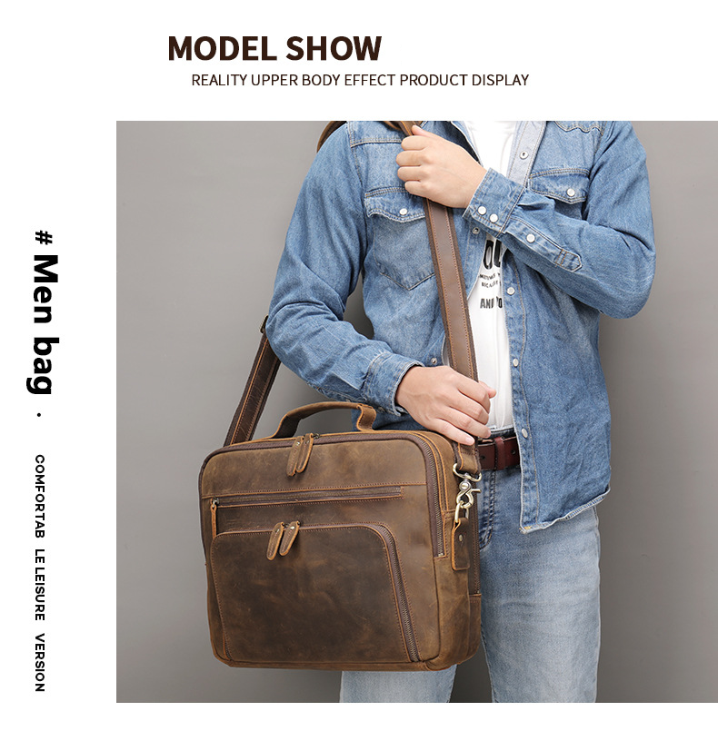 Messenger Bag aus echtem Crazy Horse Leder für Herren – Vintage-Umhängetasche für Laptops mit großem Fassungsvermögen (Retro-Stil, passend für 15,6-Zoll-Notebooks, wasserabweisend)_voghion.com