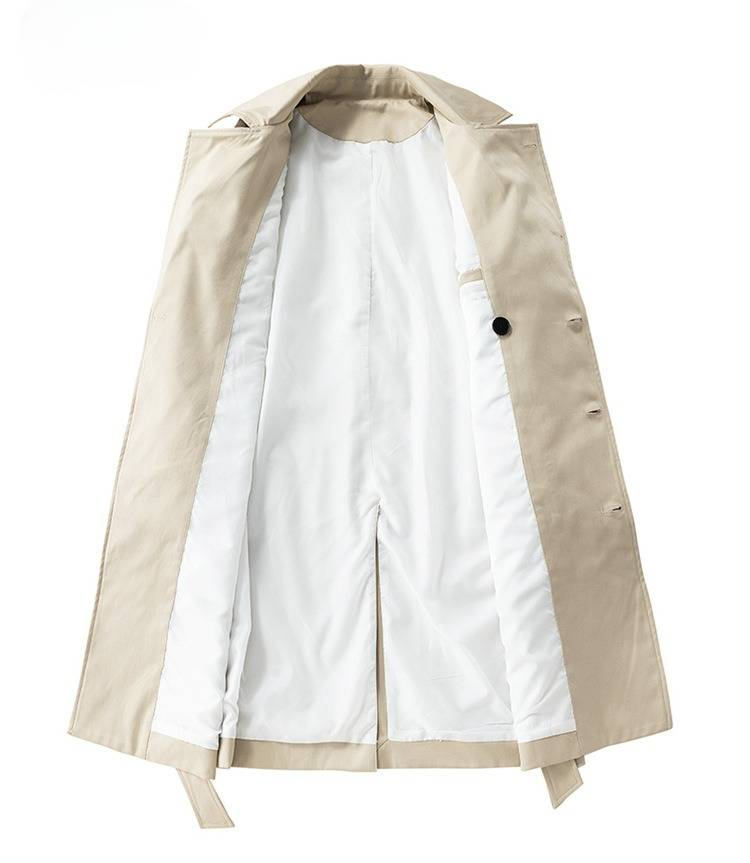 Men's Corduroy Trench Coat - Slim Fit Spring/Autumn Jacket With Belt, Stand Collar, Utility Pockets, Casual Longline Outerwear_voghion.com