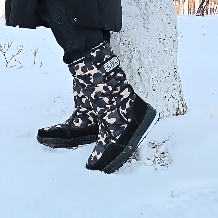 Winter Camouflage And Cotton Warm Snow Boots For Men And Women, High-top Snow Boots_voghion.com