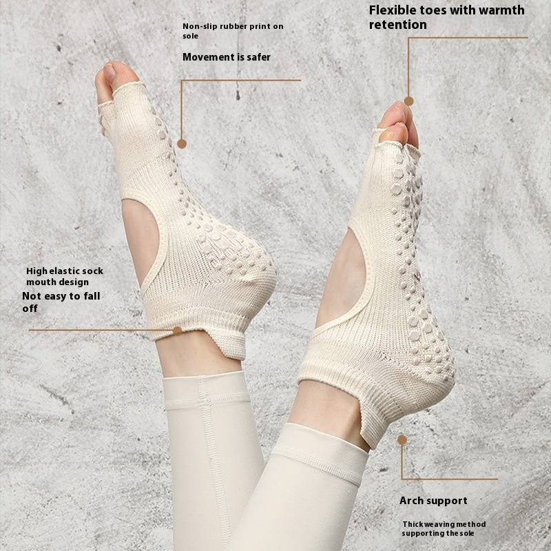 Calzini da yoga senza dita per donne e uomini - Calzini con dita separate e supporto dell'arco plantare per allenamenti di Pilates, Barre e palestra (3 colori neutri)_voghion.com