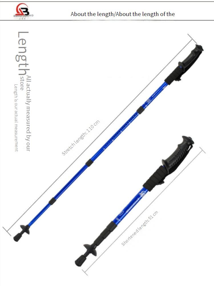 Genuine Jungle Leopard Trekking Pole Three Section Four Section Straight Handle Curved Handle Aluminum Alloy Trekking Pole T Handle Cane Hiking Stick_voghion.com