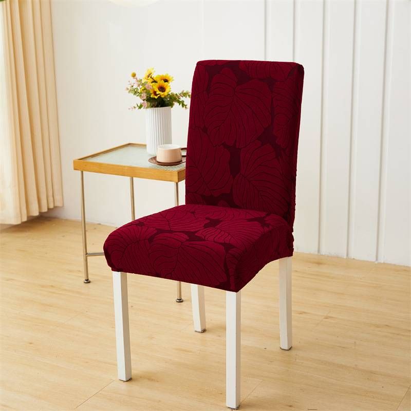 Luxury Leaf-Print Elastic Chair Covers – Thickened Polyester, Full Coverage & Stylish Design (Pink, Burgundy, Beige & More)_voghion.com