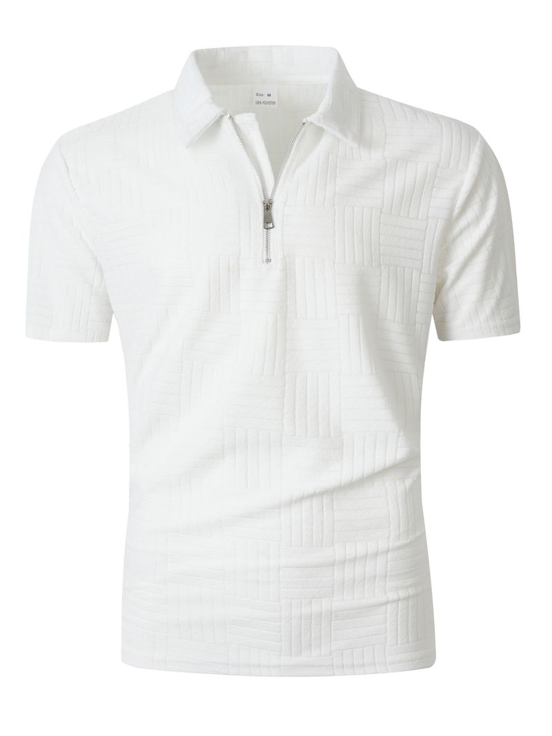 Summer New European And American Men's Polo Shirt Short Sleeve Button T-shirt Loose Jacquard Top Tees Shirt Men's Fashion_voghion.com