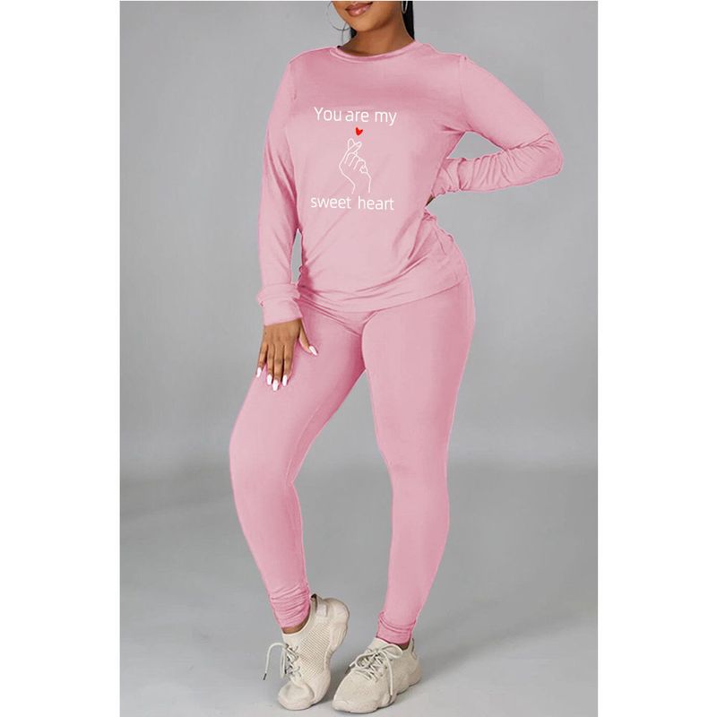 Zweiteiliges Set mit personalisiertem, lässig bedrucktem Kapuzenpullover für Damen_voghion.com