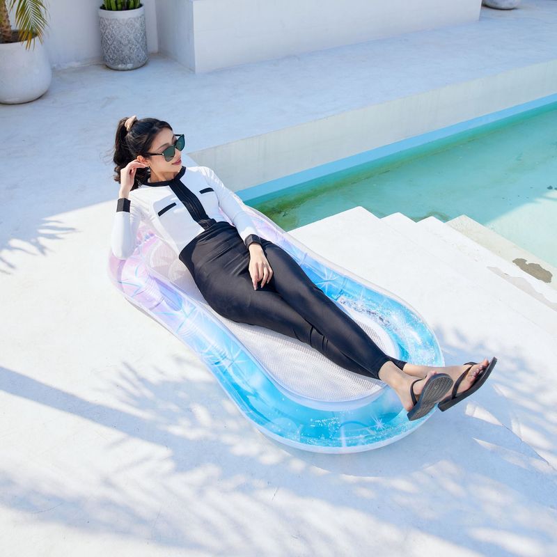 Pool & Accessories Premium Inflatable Pool Lounge Chair With Mesh Backrest Pillow Sparkling Adult Floating Bed_voghion.com