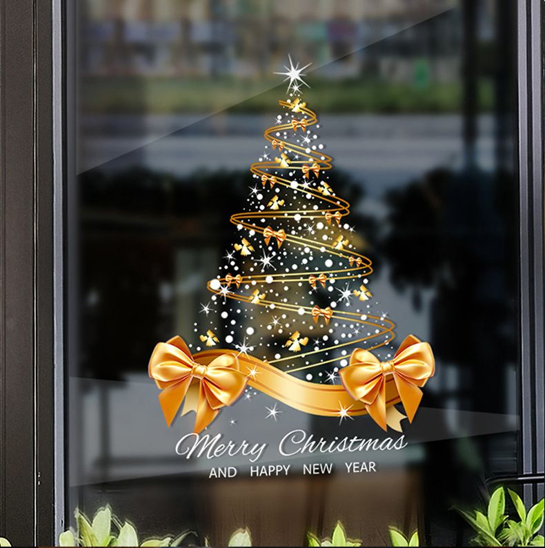 SDUV186 Decoration Arrangement Static Christmas Tree Window Glass Stickers_voghion.com