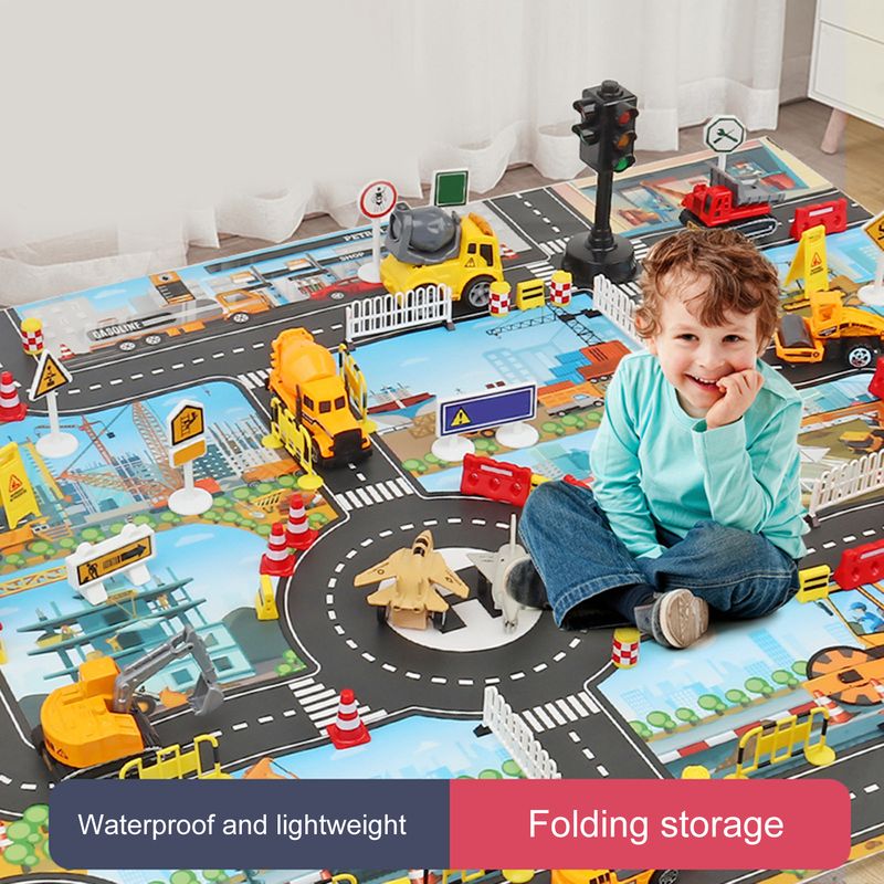 Tapete de juego para identificar habilidades, tela vívida, construcción urbana, ingeniería, mapa pequeño, juguete para niños_voghion.com