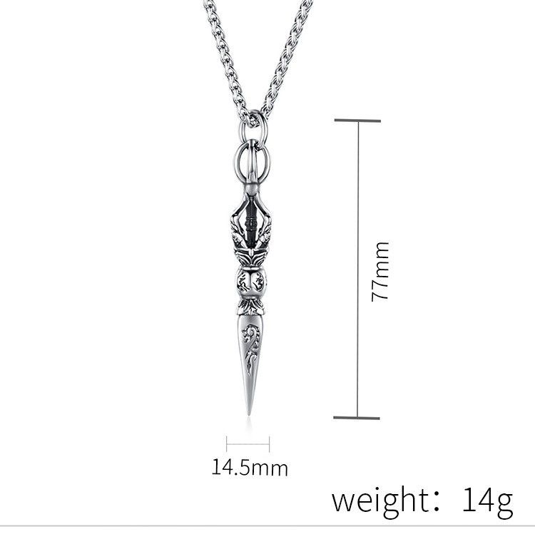 Collier pendentif diamant vintage en acier titane et acier inoxydable_voghion.com