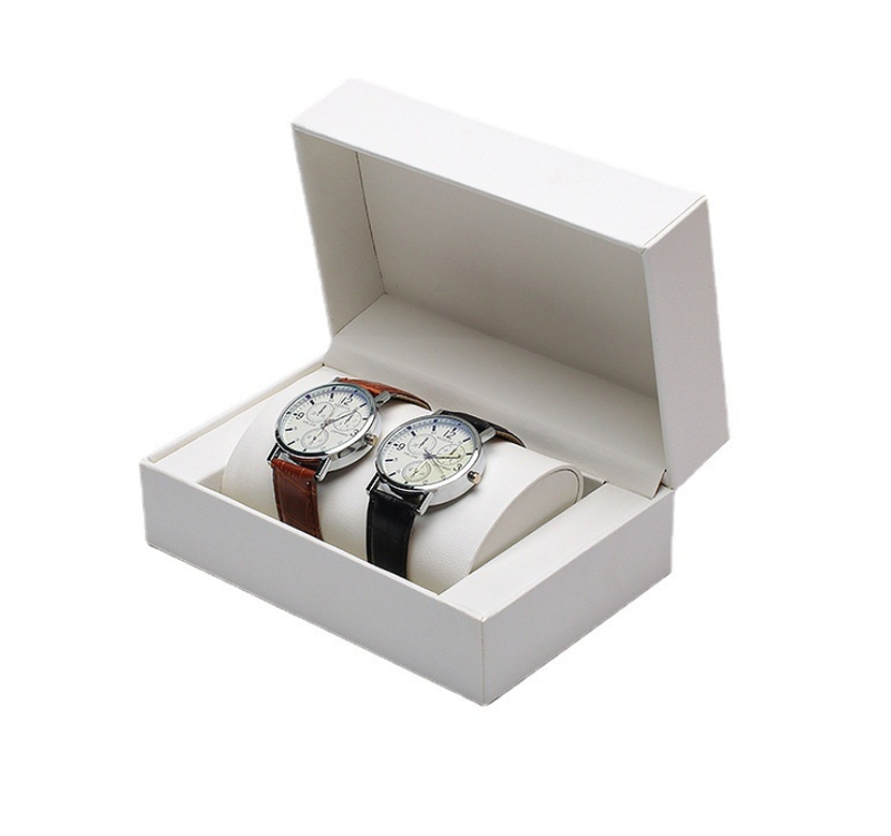 Flip Cover Pu Watch Box Couple Watch Box Watch Necklace Set Gift Box Jewelry Box_voghion.com