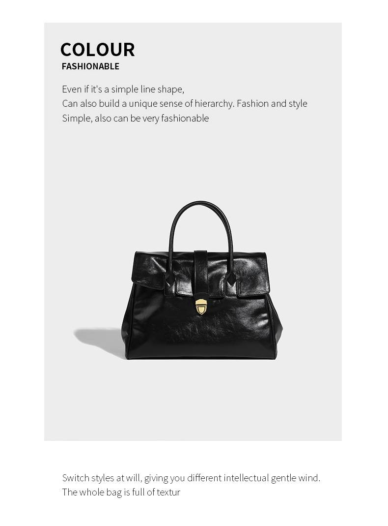 Ladies' 2024 New Trendy Luxury Large Capacity Commuter Tote Bag Casual Retro Handheld Official Document Bag_voghion.com