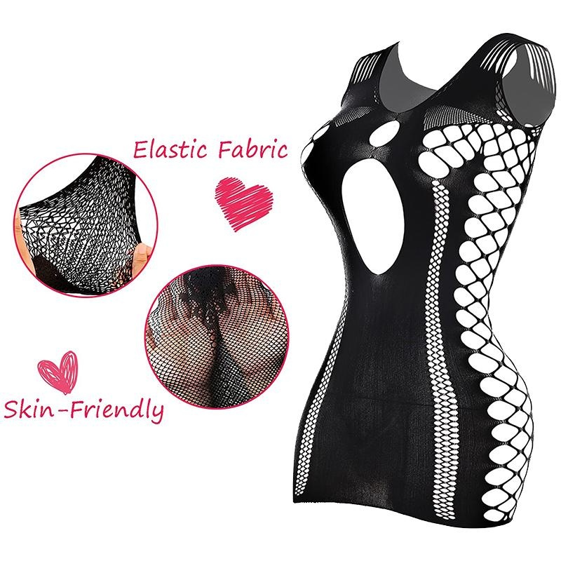 CRAZYLIFE Sexy Babydoll Lingerie aderente Mini Abito a Rete Trasparente con Ritagli per Donna_voghion.com