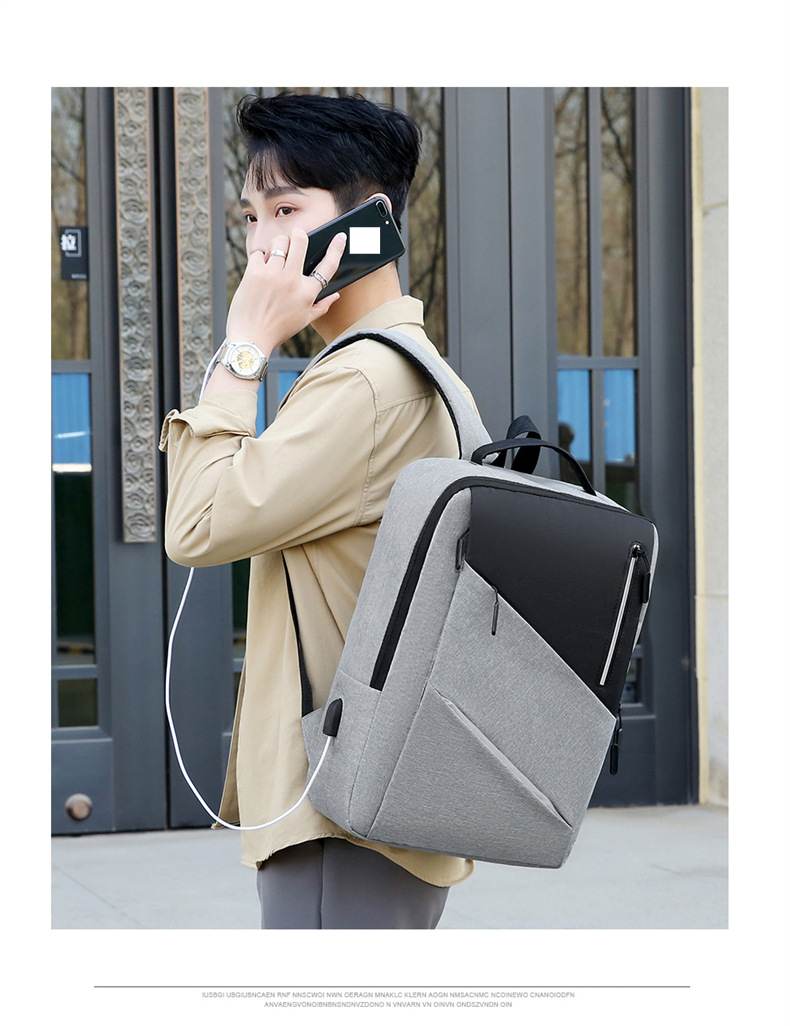 Zaino da uomo Borsa per computer da lavoro Borsa per studenti alla moda con ricarica USB Zaino da scuola_voghion.com