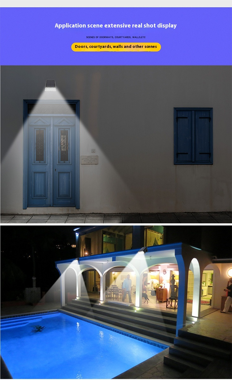 Luz solar para jardim ao ar livre, holofote doméstico, iluminação à prova d'água, luz de jardim, liga automaticamente no escuro, luz de parede externa_voghion.com