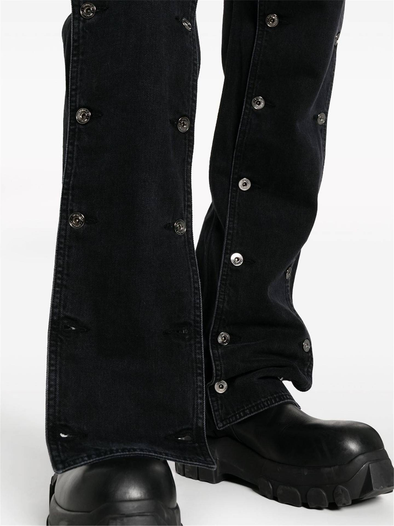 Women's High Waist Straight Jeans - Detachable Snap Button & Asymmetrical Design For Streetwear Fashion_voghion.com