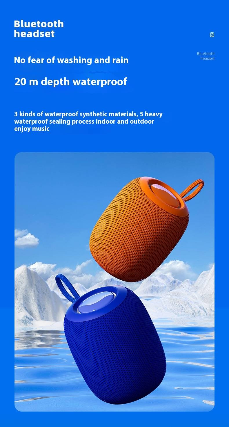 Bluetooth-Lautsprecher für den Außenbereich – wasserdichter Mini-Lautsprecher mit tiefem Bass, Stoffbezug, TF-Karten-Wiedergabe und lautem Sound für Camping/Reisen/Zuhause_voghion.com