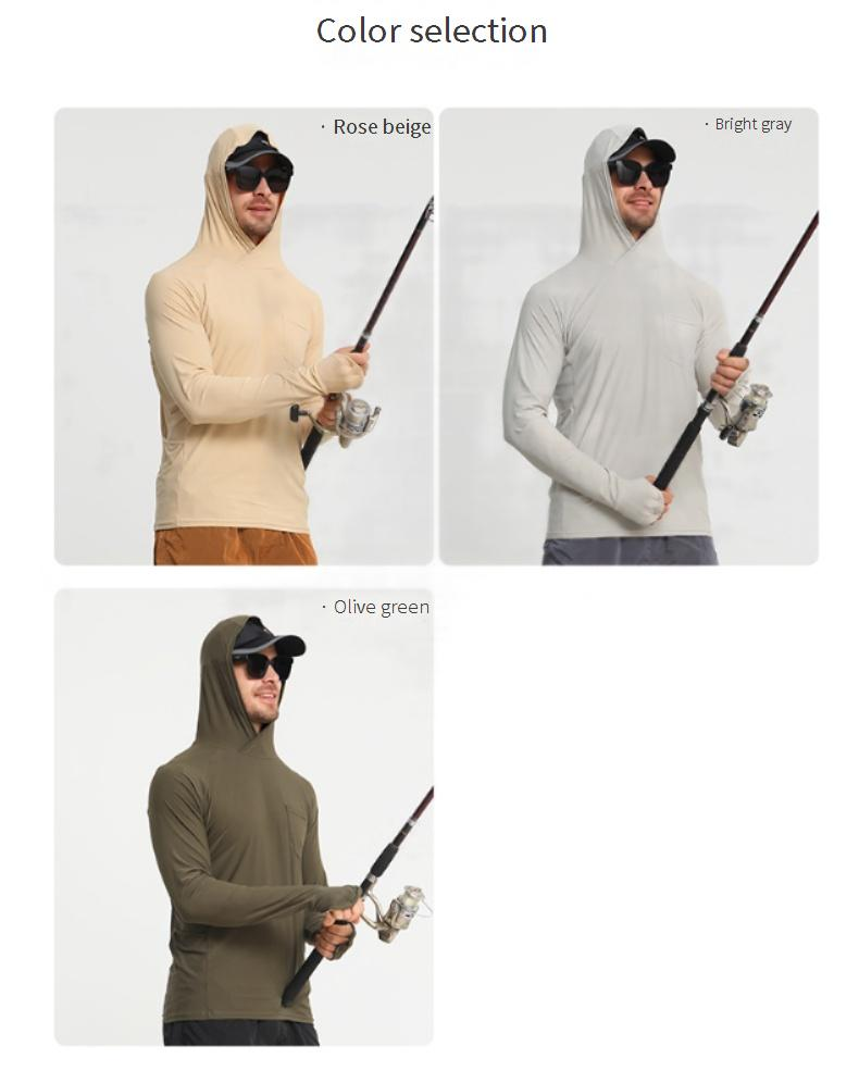 Langärmlige Sonnenschutzkleidung für Herren, Angelkleidung, schnelltrocknend, UV-beständig, verschleißfest, Sonnenschutzkleidung aus Eisseide_voghion.com