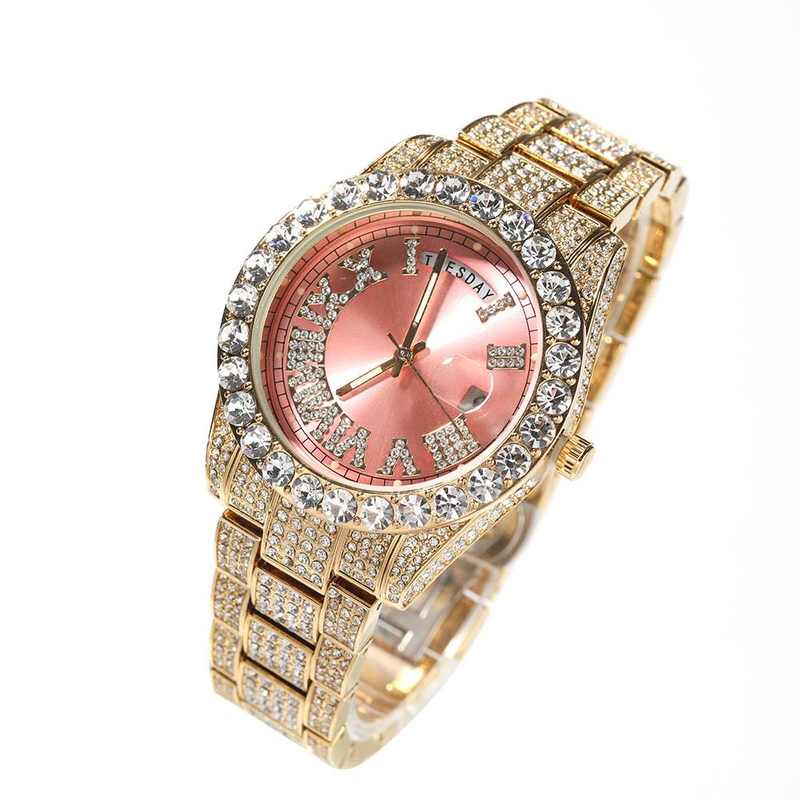 Orologio Hip-Hop da uomo HypeCore - Quarzo a doppio movimento con grandi diamanti rotondi e datario_voghion.com