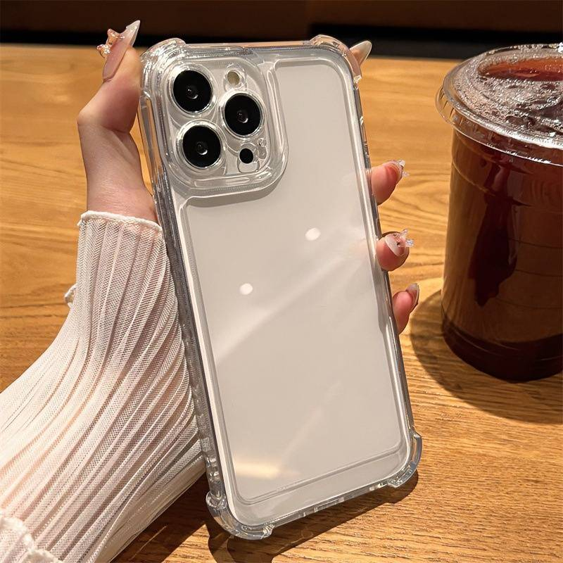 4-Corner Airbag Shockproof Phone Case For IPhone 15/14/13/12/11 Pro/Max/Plus, Transparent Soft Silicone Cover With Cartoon Print, Full-Body Protection_voghion.com