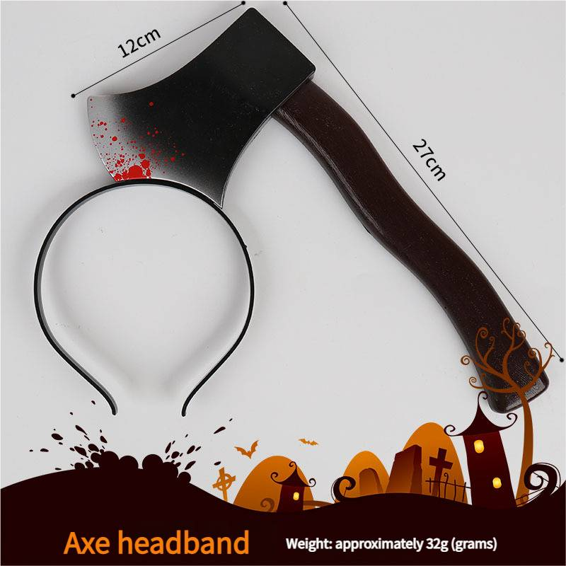 Halloween Divertente Fascia Copricapo Trucco Accessori Piercing alla testa Simulazione Coltello da cucina Forbici Chiave inglese Sega Ascia Martello_voghion.com