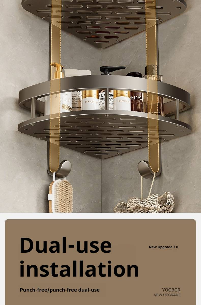 Badezimmer-Aufbewahrungsregal, schlagfreies Badezimmer-Dreiecksregal, an der Wand montiertes Eck-Aufbewahrungsregal für Toilettenwaschbecken_voghion.com