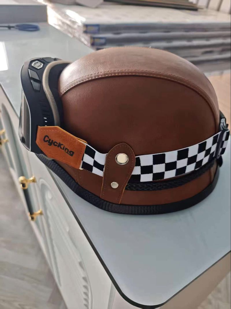 German Cruise Retro Halbhelm Herren Motorradhelm Motorrad Scoop Helm PU Leder Soldatenhelm Lederhelm_voghion.com