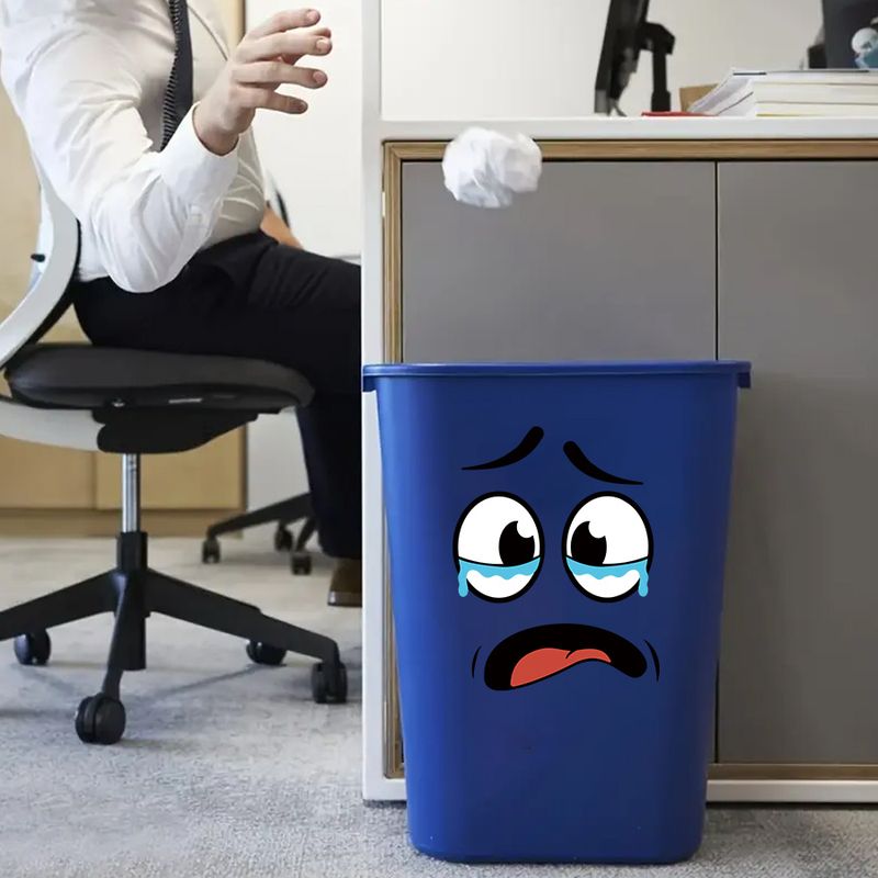 4pcs Set Cartoon Face Stickers,Self-Adhesive, Plastic Surface Compatible, Disposable, Home Decoration Suitable For Trash Can, Wall, Toilet,_voghion.com