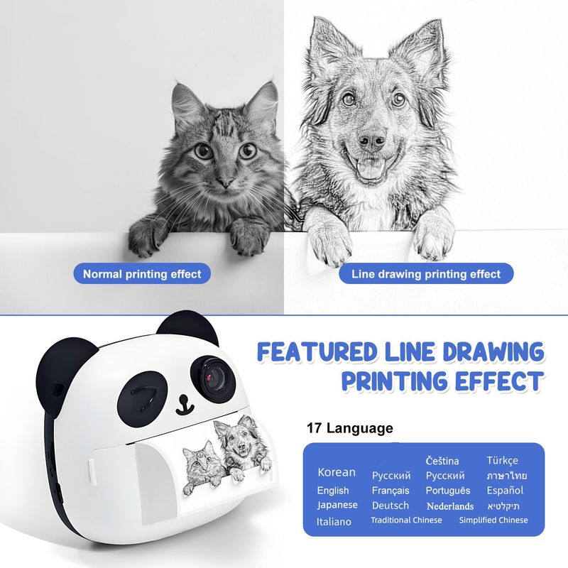 HZTZ M1 Panda Color Polaroid, Kinderspielzeugkamera, kann Fotos machen und drucken, Geburtstagsgeschenk_voghion.com