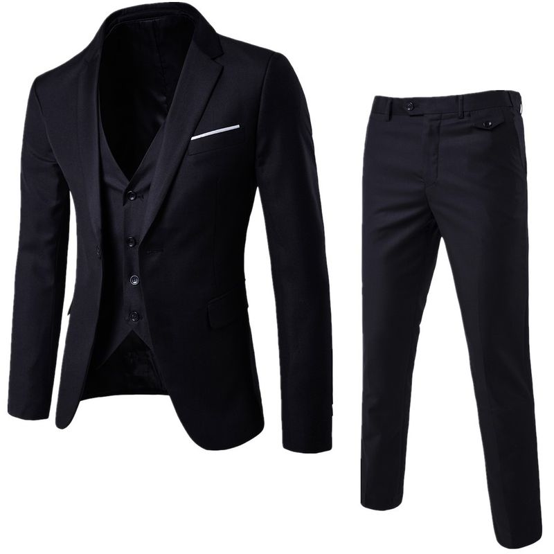 Herren Slim Fit Anzug-Set – 3-teilig, formeller Business-Blazer, Hose, Weste – Outfit für Hochzeit, Bräutigam, Trauzeugen, Büro, Party_voghion.com