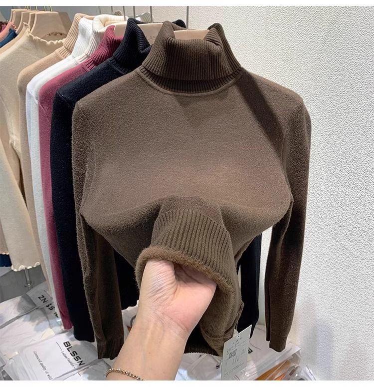 Abbigliamento da donna più velluto e ispessimento autunno e inverno nuovo stile un pezzo visone velluto interno top bottoming camicia per le donne inverno spesso_voghion.com