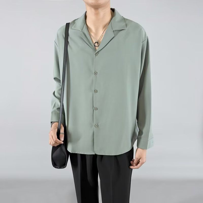 Unbeatable Quality Cuban Collar White High-end Design, Men's Long Sleeved Spring Autumn Suit, Paired With A Niche And Cool Shirt_voghion.com