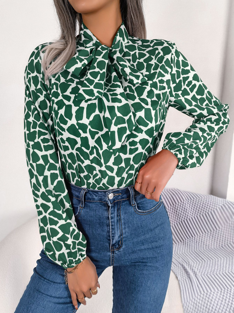 Women's fashion lantern sleeve chiffon top_voghion.com