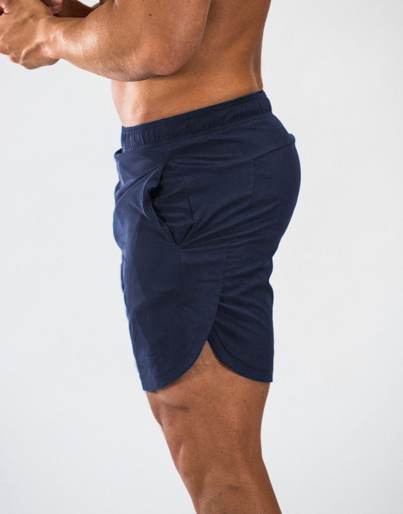 Pantaloncini da allenamento da 5 pollici da uomo - Ibridi per palestra e corsa con tessuto ad asciugatura rapida (design minimalista senza logo, tasche laterali elasticizzate in 4 direzioni)_voghion.com