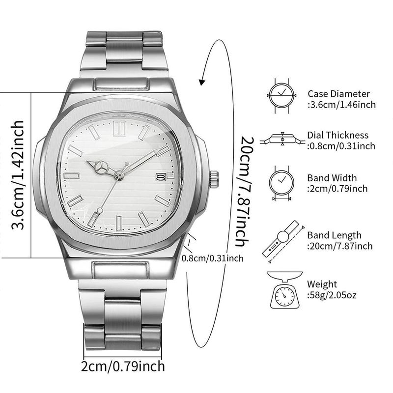 Montre de luxe pour homme Aurora Atelier, style business, cadran carré tendance, bracelet en acier inoxydable, mouvement à quartz et calendrier (sans boîte)_voghion.com