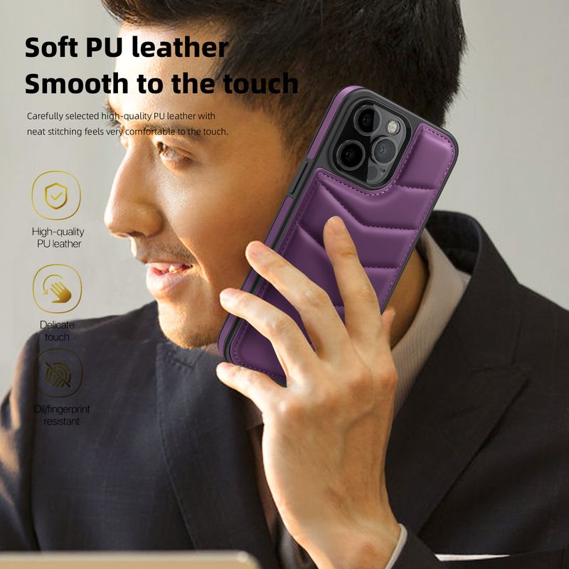 Custodia magnetica in pelle premium per iPhone 16/15/14 - Custodia portafoglio business con supporto nascosto e protezione RFID_voghion.com