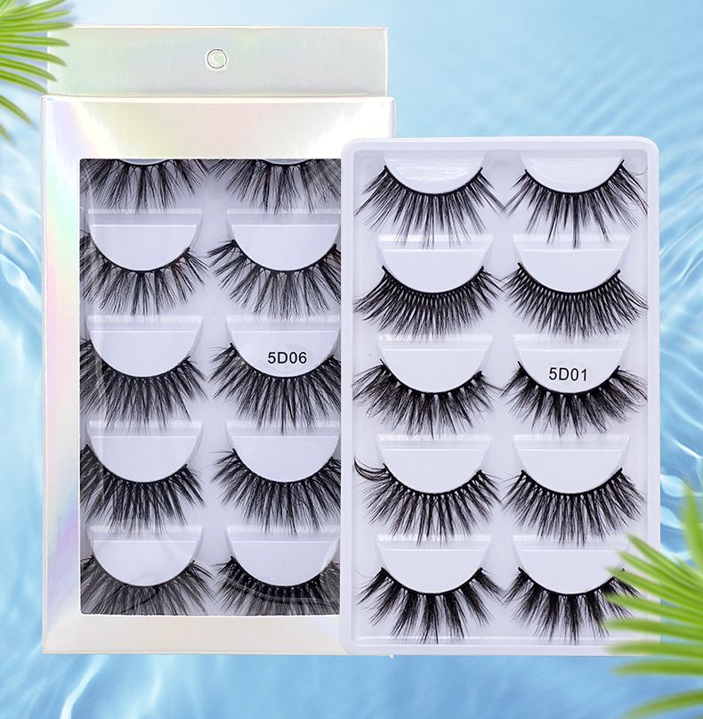 Lash extension set Laser Box 5 pairs of mixed false eyelashes Thick natural slender long eyelashes Multi-level soft false eyelashes_voghion.com
