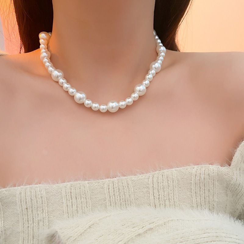 Koreanische neue Größe Glasperlen kurze Halskette mehrlagige Doppelschicht-Halskette Französisch Stil Clawbone Kette, klein und beliebt_voghion.com