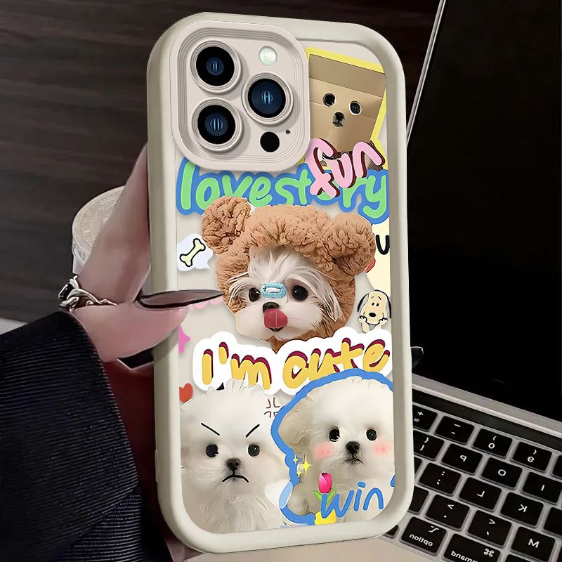 Custodia posteriore in silicone morbido con stampa per iPhone 15 14 16 13 12 11 Pro Max X XS X S Max XR SE 2020 7 8 Plus iphone16 Lovely Cat Dog_voghion.com