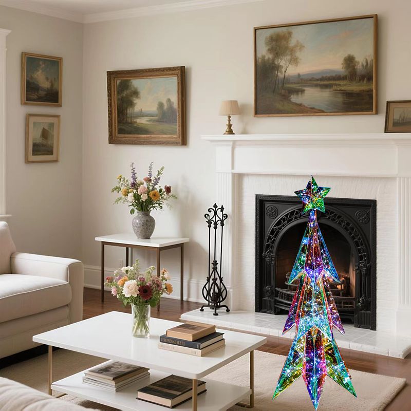 Iridescent Pointed Leaf Christmas Tree Colorful LED Lights Party Decoration Winter Gift_voghion.com