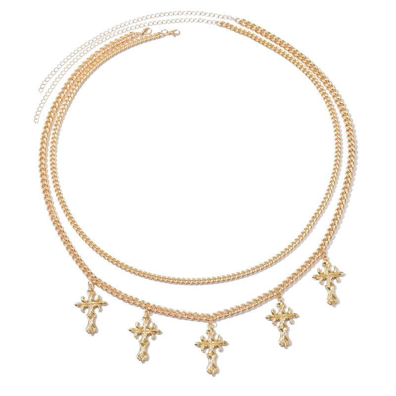 Catena per la vita con ciondolo a croce all'ingrosso, gioielli personalizzati europei e americani, design impilabile multistrato da donna, catena per il corpo sexy_voghion.com