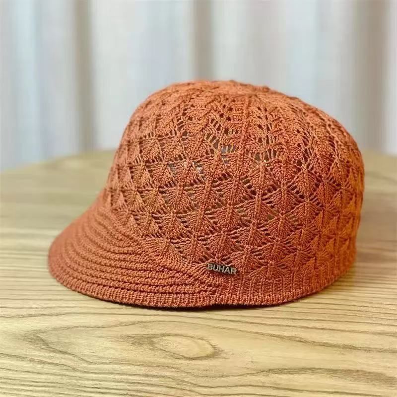 New Women's Spring Summer Duckbill Cap Design Sense Niche Hollow Small Head Circumference Ladies Ice Silk Hat Beret_voghion.com