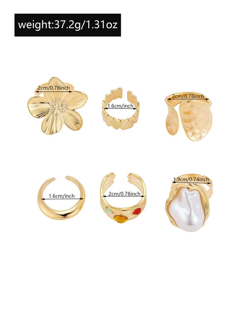 Nuova perla per donna, set di anelli con fiori esagerati in stile barocco di alta gamma e lusso leggero_voghion.com