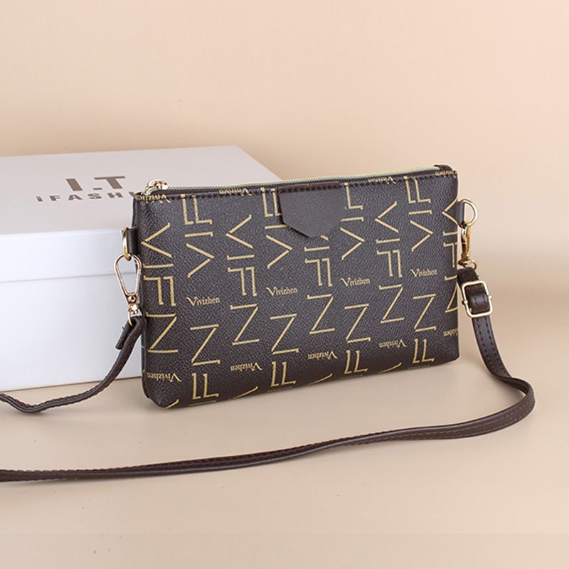 New Single Shoulder Contrast Printed Phone Fashion Multifunctional Zipper Small Square Bag_voghion.com