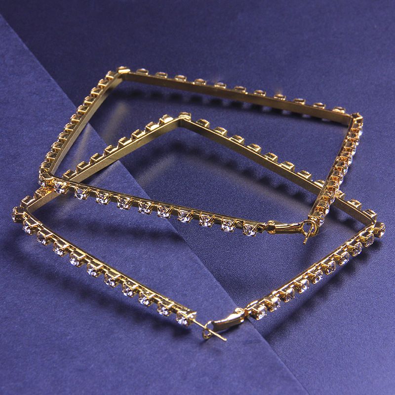popular Diamond Square earrings INS hot with simple large diamond shiny earring earring_voghion.com
