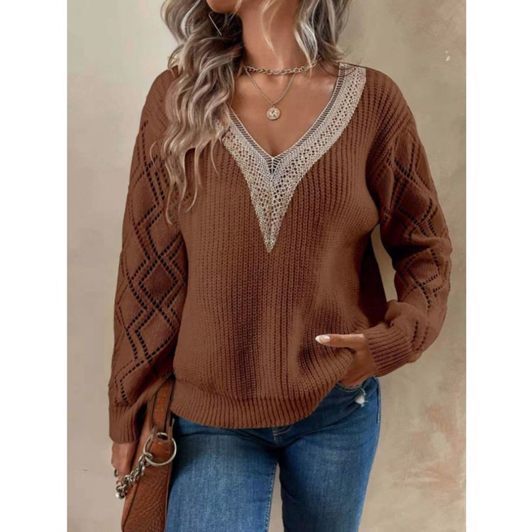 Maglioni con scollo a V maglioni larghi e casual da donna_voghion.com