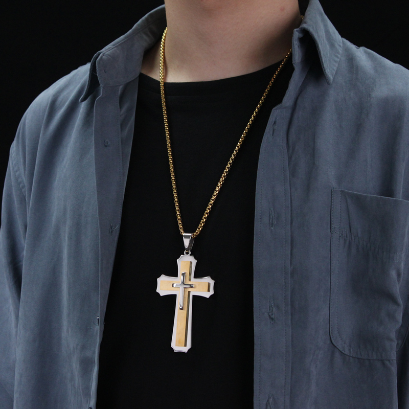 Source Cross Titanium Steel Necklace Unique Hipster Pendant_voghion.com