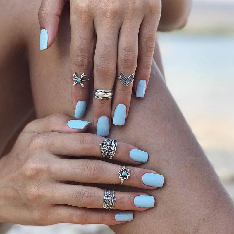 Jewelry Carved Turquoise Bohemian Style 6-Piece Hand Ring Set_voghion.com