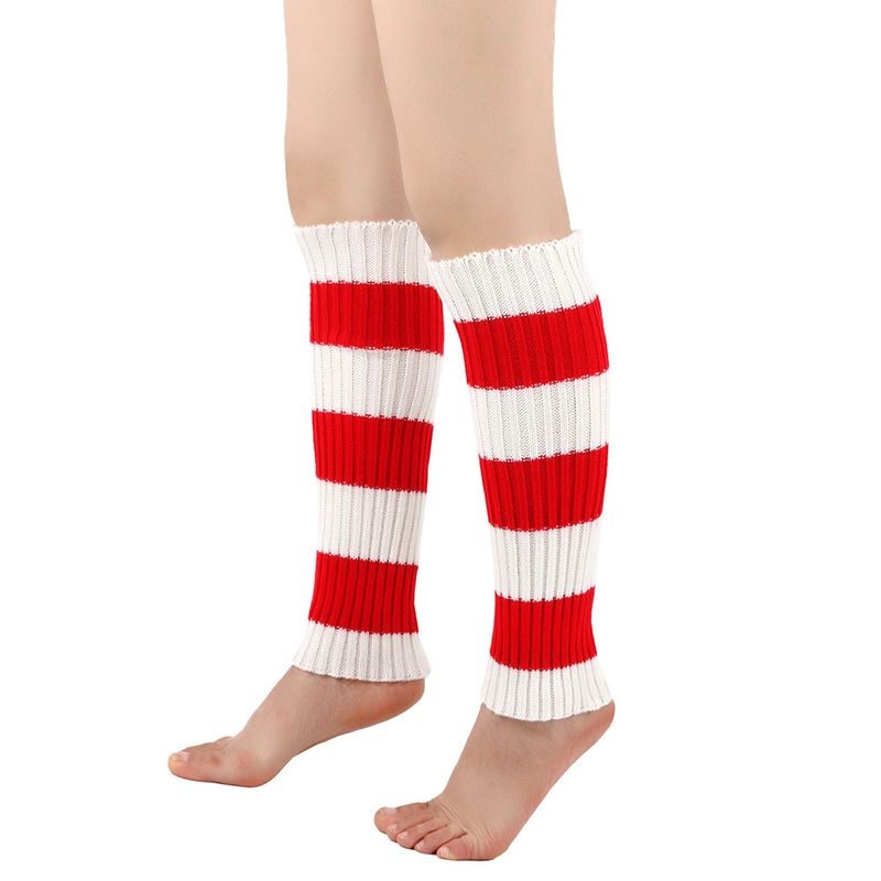 Unisex Beinwärmer für Männer und Frauen Gestrickte Fußwärmer Farbig gestreifte Stiefelwärmer Stapelsocken_voghion.com