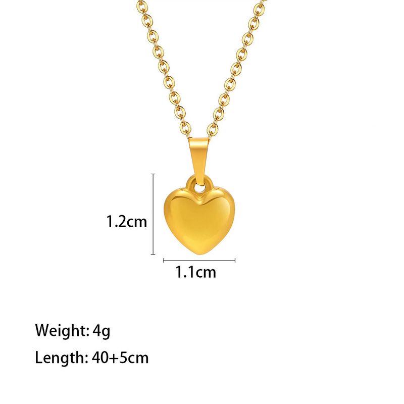 Stainless steel metal necklace set, fashionable, luxurious, high-end peach heart earrings_voghion.com