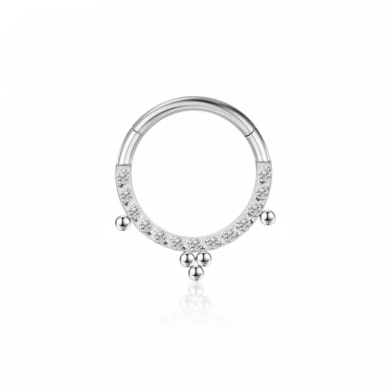 F136 Anneau de nez en titane Piercing septum Cartilage Clicker Tragus 16G Boucles d'oreilles créoles Zircon Bijoux de corps pour Labret Vente en gros_voghion.com
